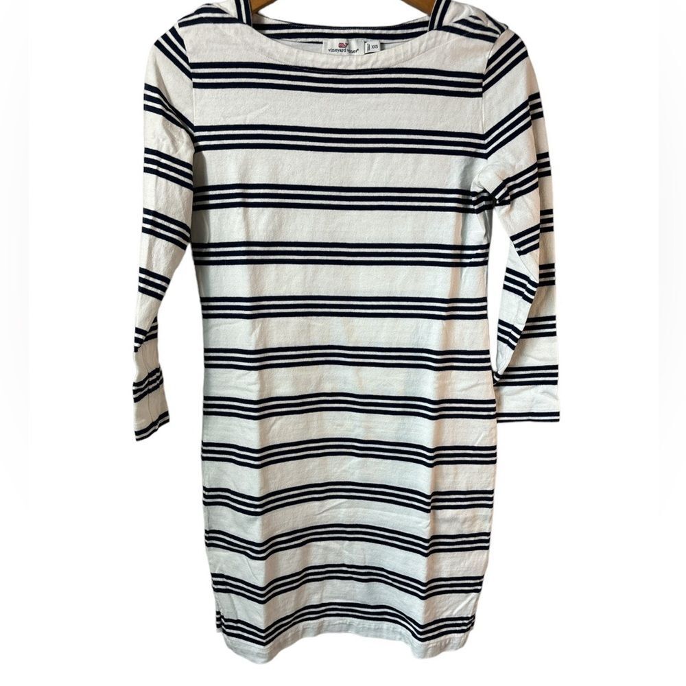 Vineyard Vines Women Blue White Stripe 💯 cotton Dress size xxs coastal preppy